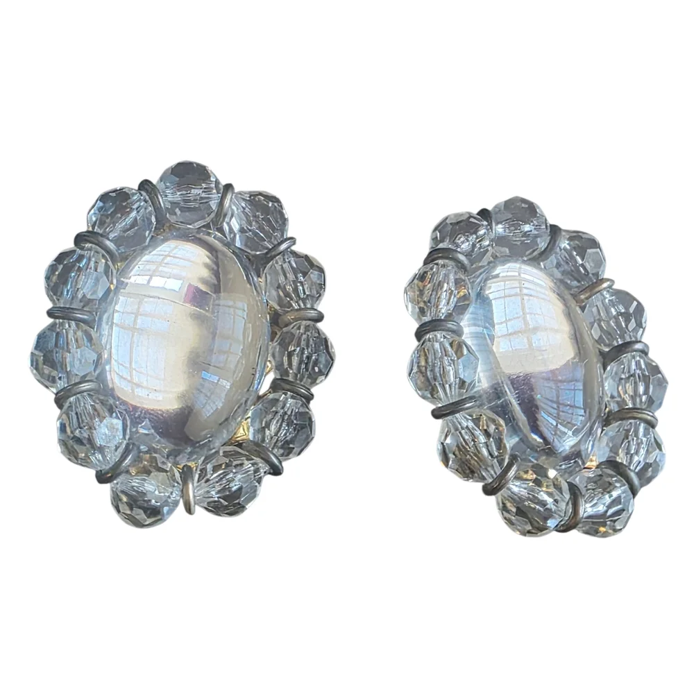 Clear Crystal Cluster Stud Earrings